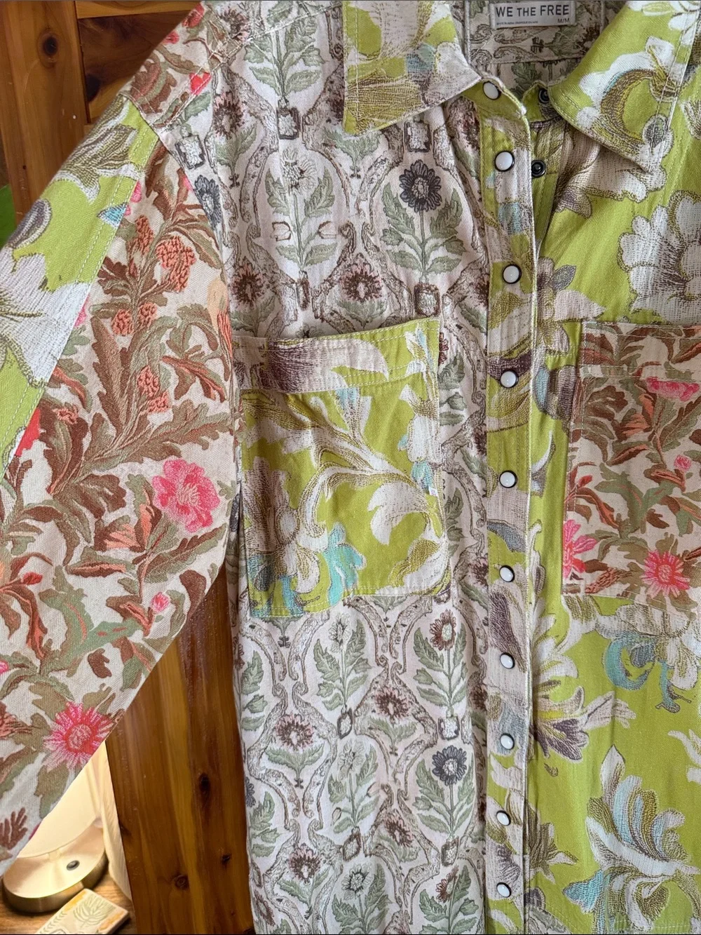 The Free People Green Floral Patchwork Tunic / Jacket/ Dress